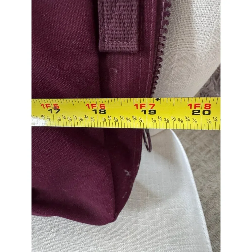 VTG Lands End Square Rigger Canvas Bag Initial Embroidered USA Maroon Red